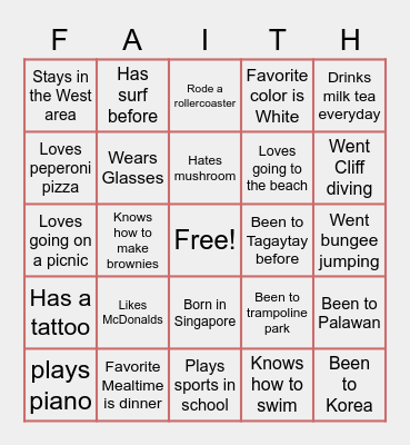 Faith Bingo Card