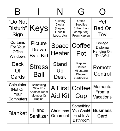 Office Supplies Bingo Card