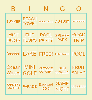 S&S Bingo Bash: Game 1 - Summer Fun! Bingo Card