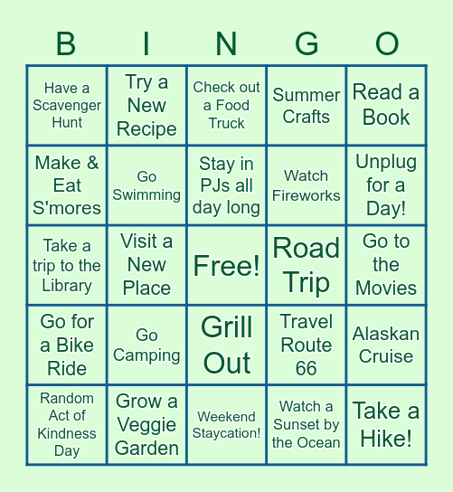S&S Bingo Bash: Game 3 - Summer Bucket List! Bingo Card