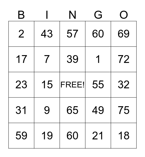 Chef Mike Bingo Night Bingo Card