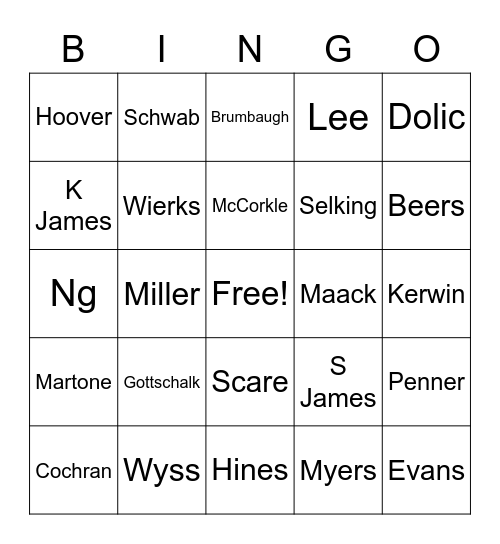 Northrop BINGO Card