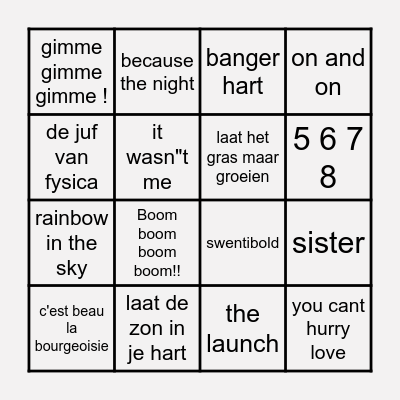 VZWEEKEND MUSIC BINGO Card