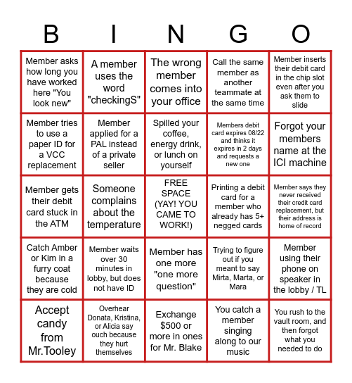 FUN FRIDAY BINGO! Bingo Card
