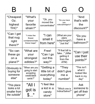Customer Bingo Card