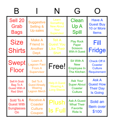 Merchandise Bingo Card