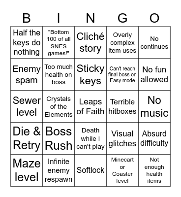 Bad SNES games! Bingo Card