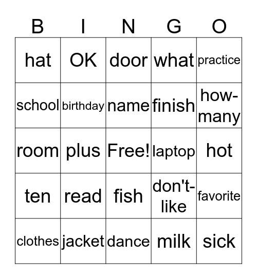 ASL 1 Bingo Card
