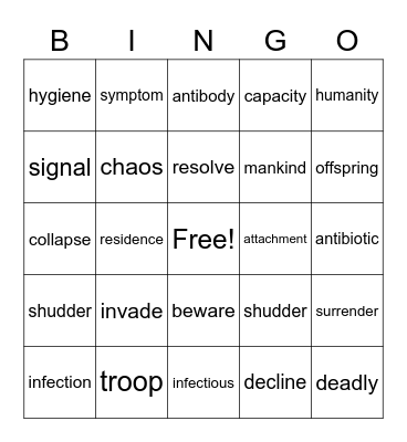 BOOKV Unit2 Bingo Card