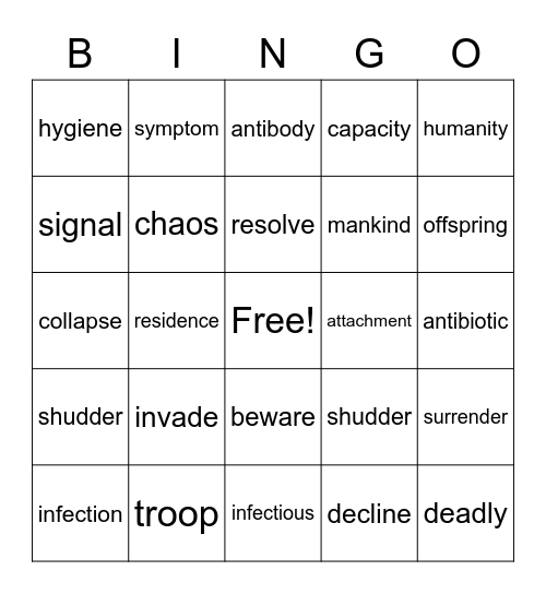 BOOKV Unit2 Bingo Card