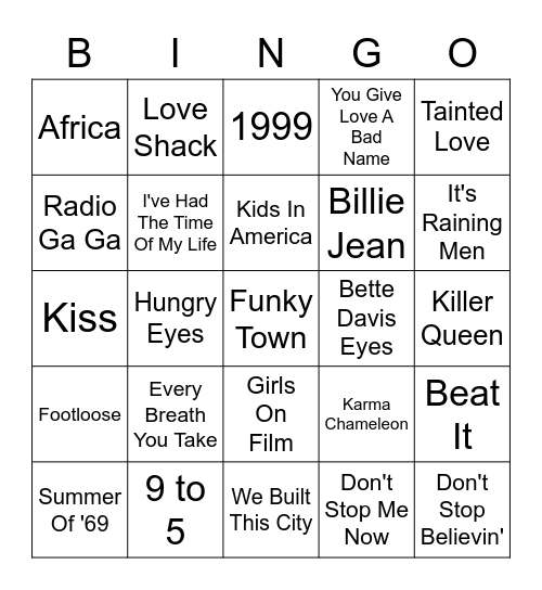 80's BINGO Card