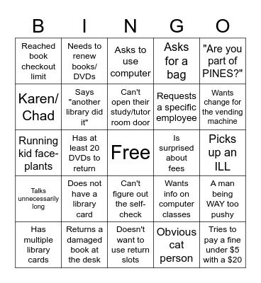 Library Patron Bingo Card