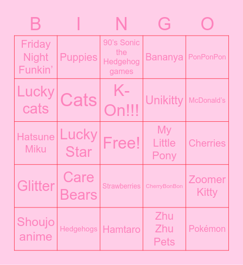 Caelan Aesthetic Bingo Card