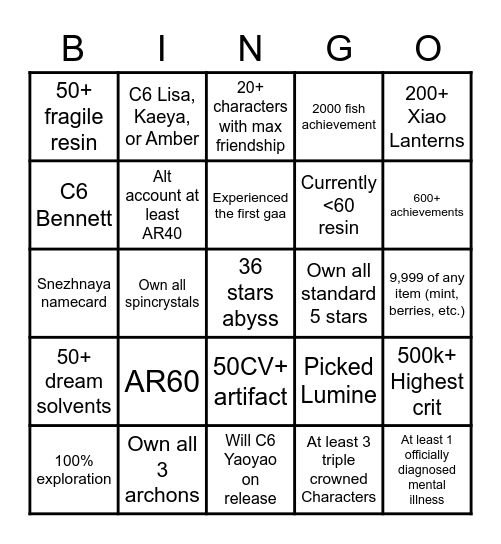 You need 1 bingo to join the /gig/ guild Bingo Card