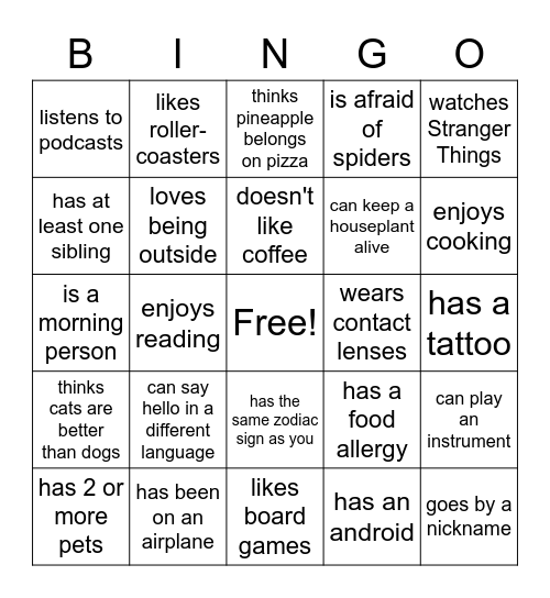 Human BINGO Card