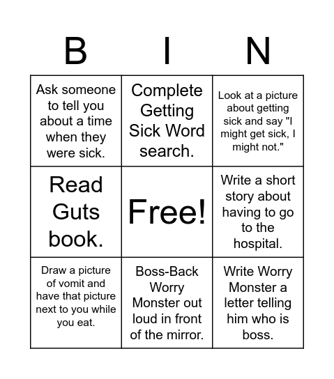 Exposure Bingo Card