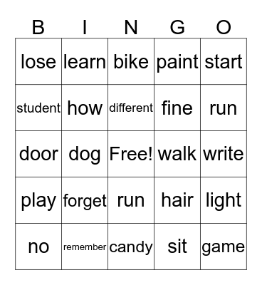 ASL 1 Bingo Card