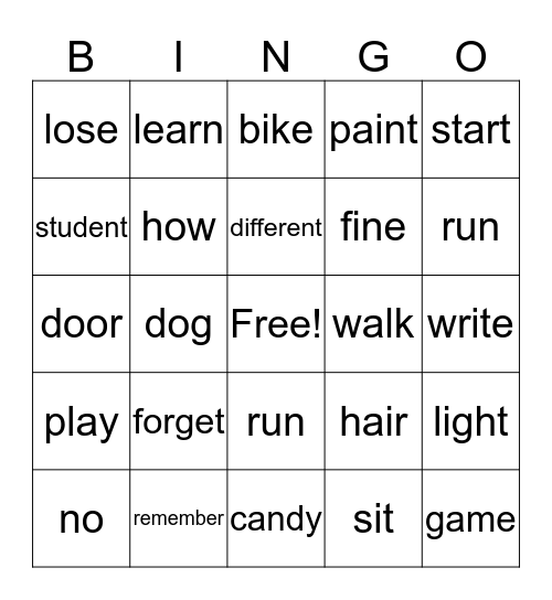 ASL 1 Bingo Card