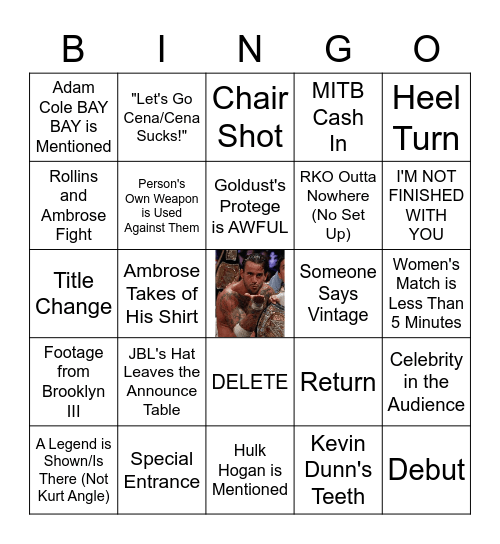 Summerslam Bingo Card
