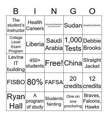 Enrollment Management Bingo Card