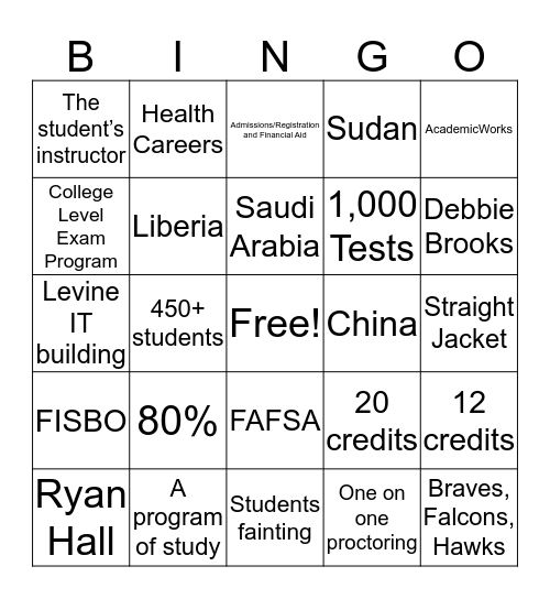 Enrollment Management Bingo Card