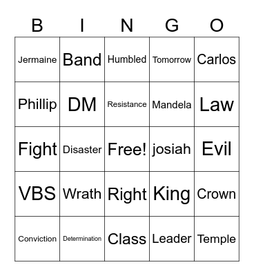 Shy VBS day 2 2022 Bingo Card