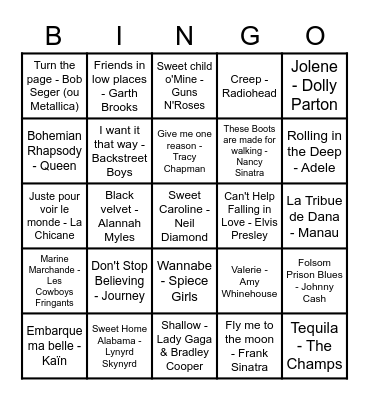 Kara-Bingo du Barrage (Version 1) Bingo Card