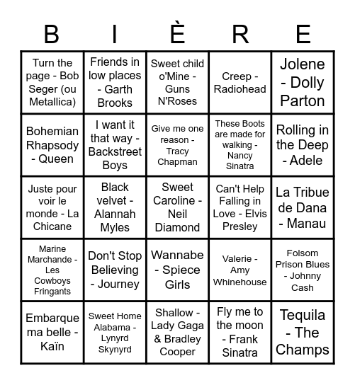 Kara-Bingo du Barrage (Version 1) Bingo Card
