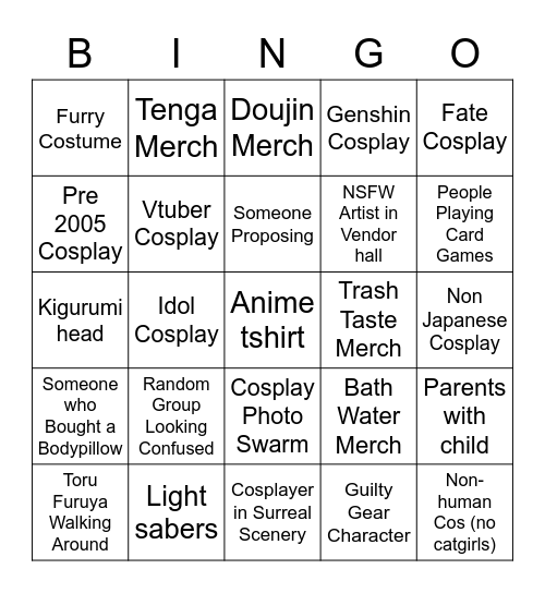 Ani Revo Bingo Card