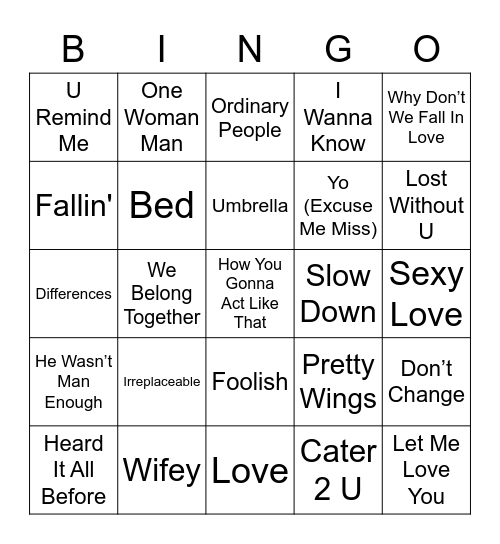 RnB Bingo Card