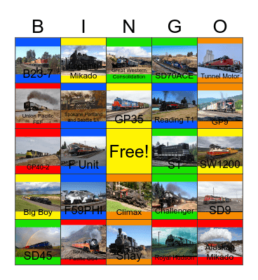 Locomotives of the Northwest Bingo Card