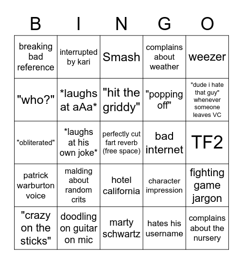 Michael Bingo Card