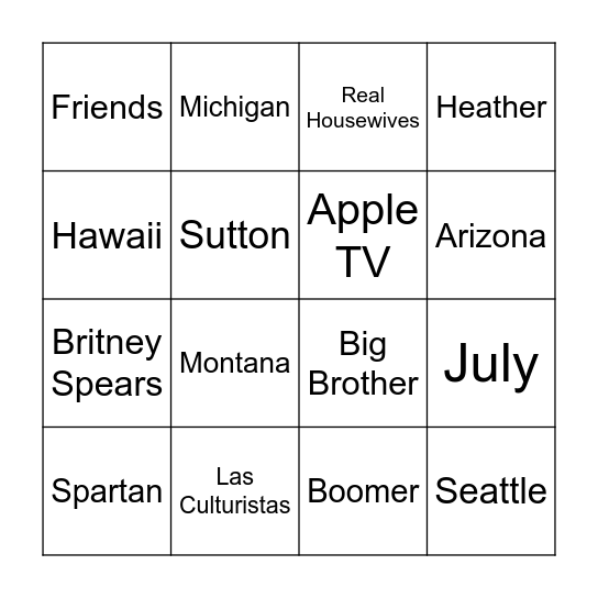 Justin’s Birthday Bingo! Bingo Card