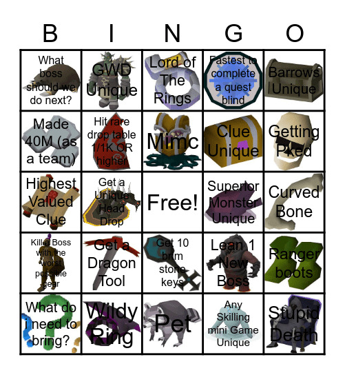 OSRS BINGO - SK Bingo Card