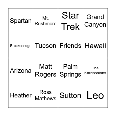 Justin’s Birthday Bingo! Bingo Card