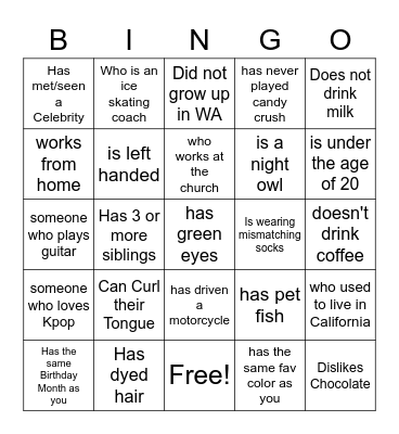 Find Someone Who... Bingo Card