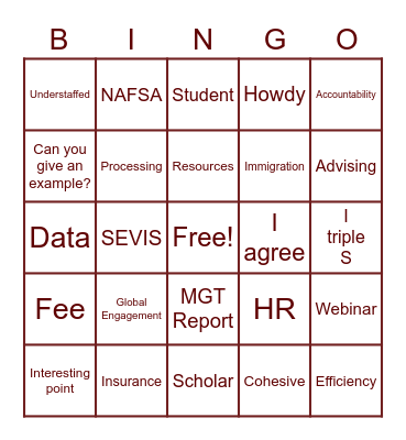 ISSS Staff Retreat Bingo Card