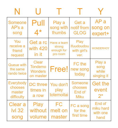 Pp's Pjsekai Co-op Experience Bingo Card