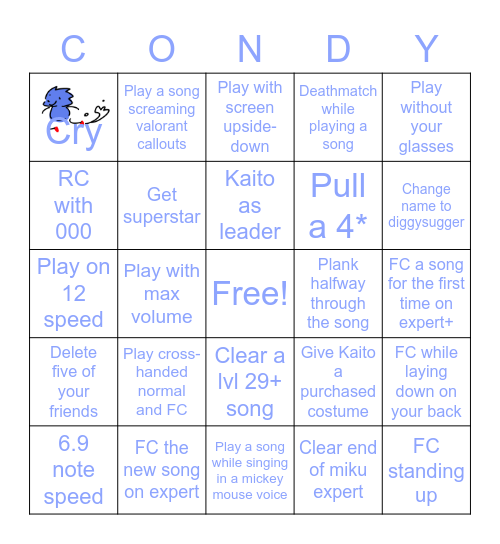 Condy's Pjsekai Co-op Experience Bingo Card