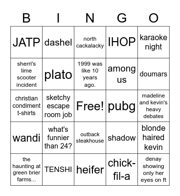 Game of Phones BINGO Card