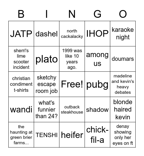 Game of Phones BINGO Card