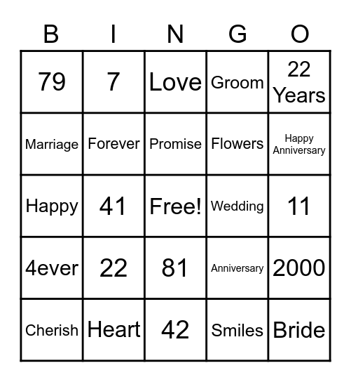 /\*2000*/\ Bingo Card