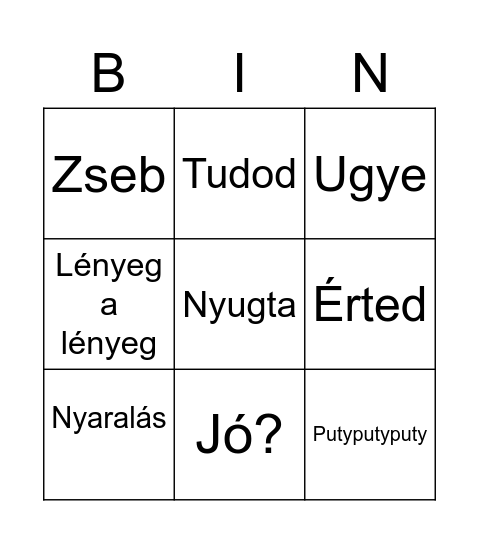 MM Bingo Card