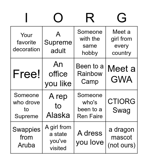 Supreme 2022 Bingo Card