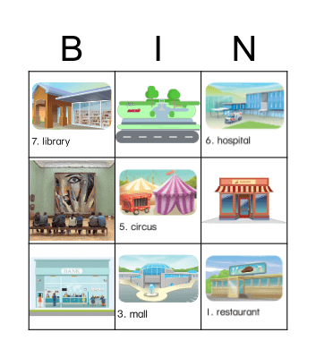 Places Bingo Card