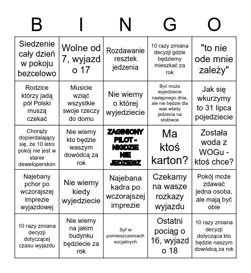 Wyjazd z WCKMedu Bingo Card