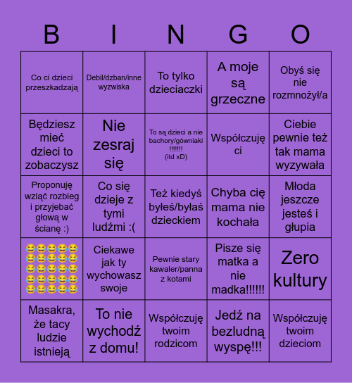 Wyjące kaszojady i ich madki Bingo Card