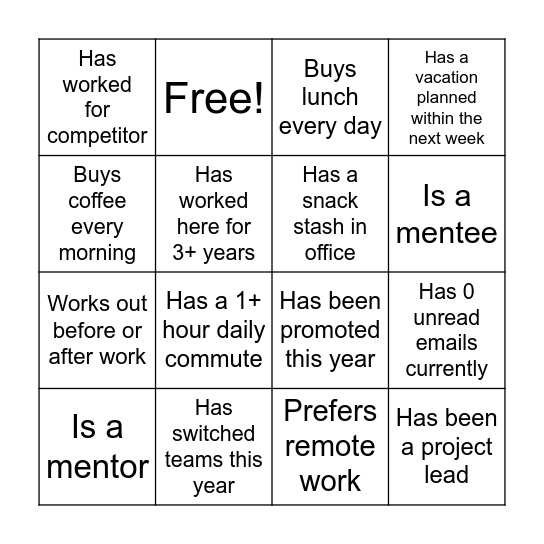 Office Bingo Card