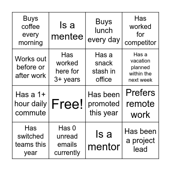 Office Bingo Card