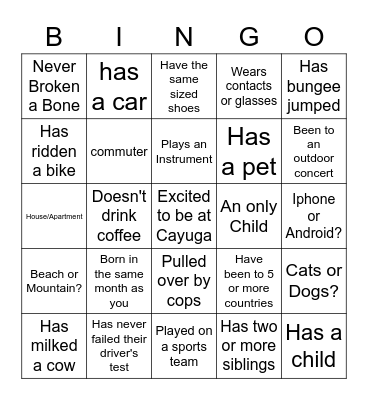 CRU People Bingo Card